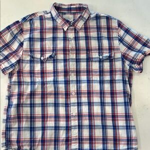 Lucky Brand Red and Blue Casual Button Down Shirt. Used in good condition.